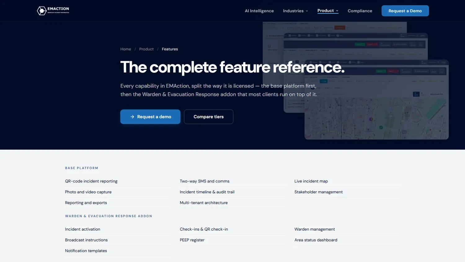 EMAction emergency management platform marketing website